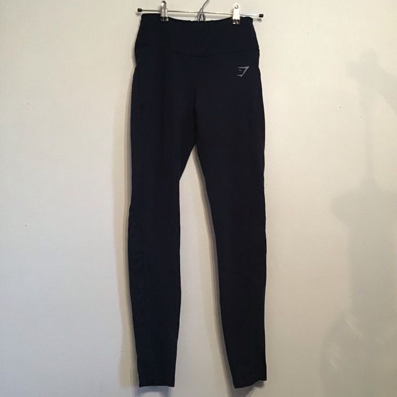 GYMSHARK Drop-in Pocket Tights Navy - Picture 1 of 8